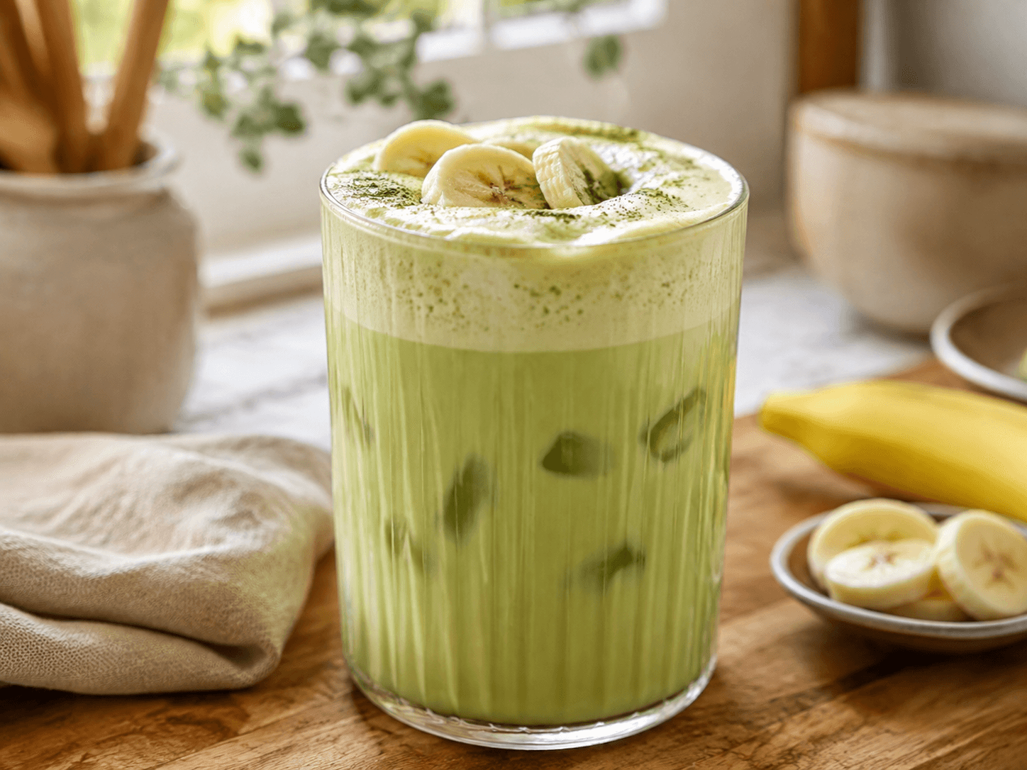 Banana matcha latte